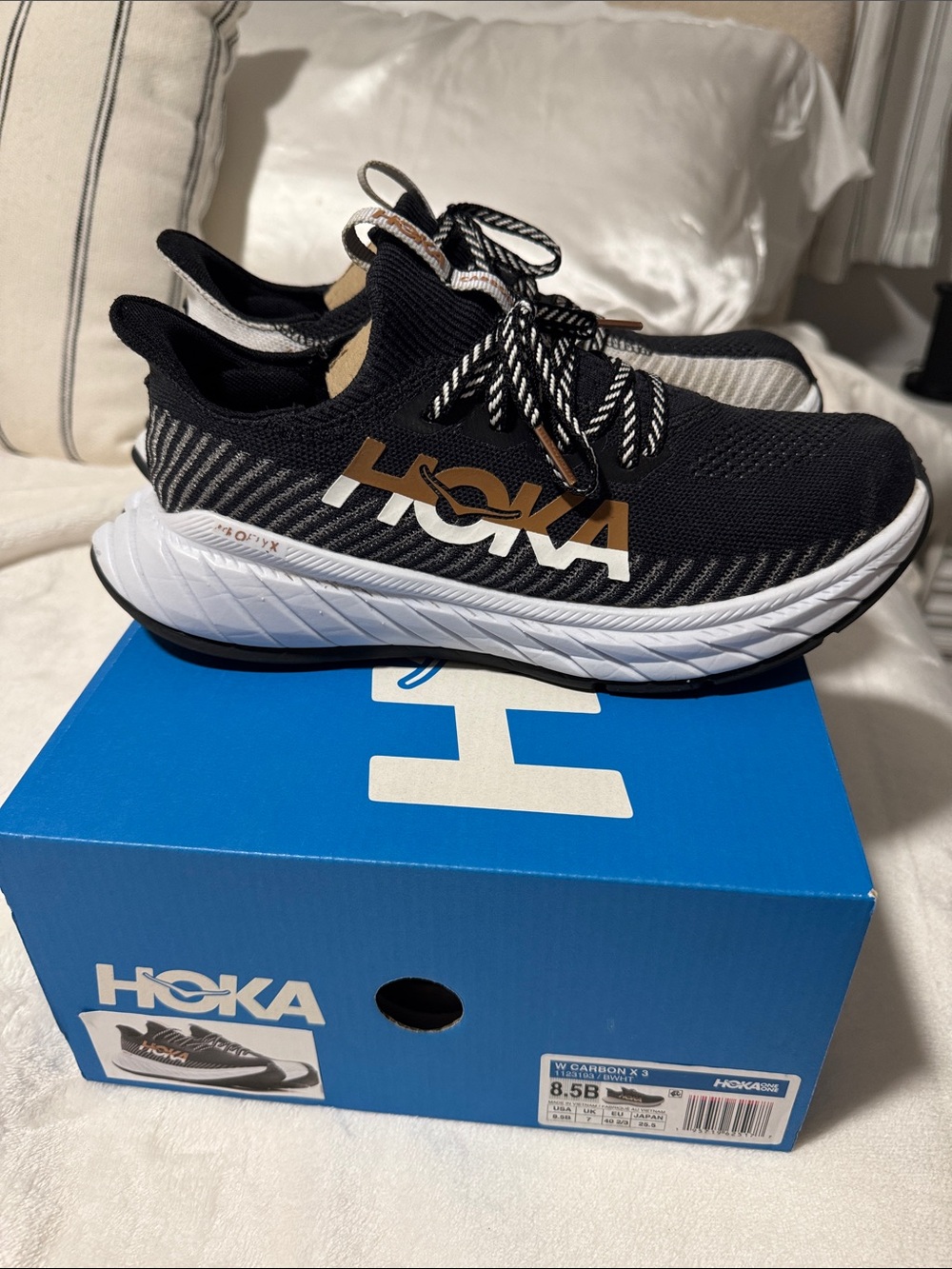 HOKA Carbon X 3 Sneakers in Black/Gold/White